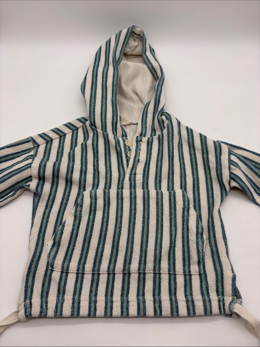 Hanna Andersson Teal & White Striped Hooded Pullover